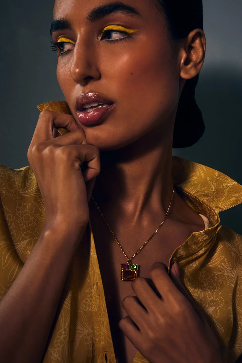 Fashion Jewelry-18k Gold Plated-Pendants-Elysian Crystal-Orange-VOYCE1022-Fashion Edit Voyce