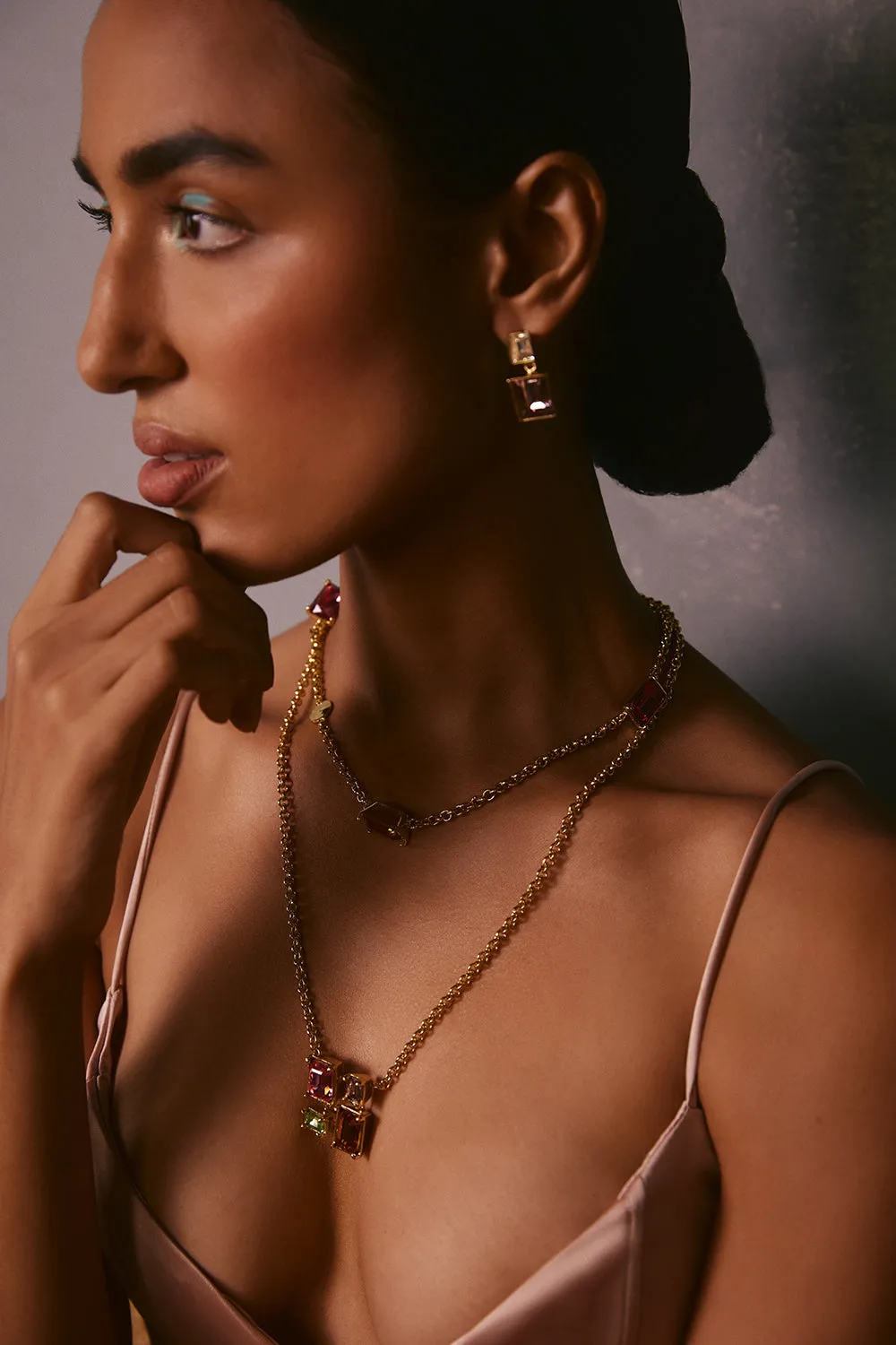 Fashion Jewelry-18k Gold Plated-Pendants-Infinity Crystal Signature-Multi-VOYCE1031-Fashion Edit Voyce