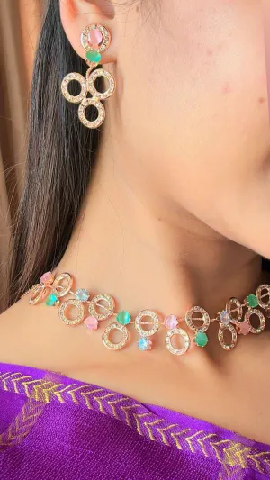 Free Rose Gold American Diamond Necklace Set