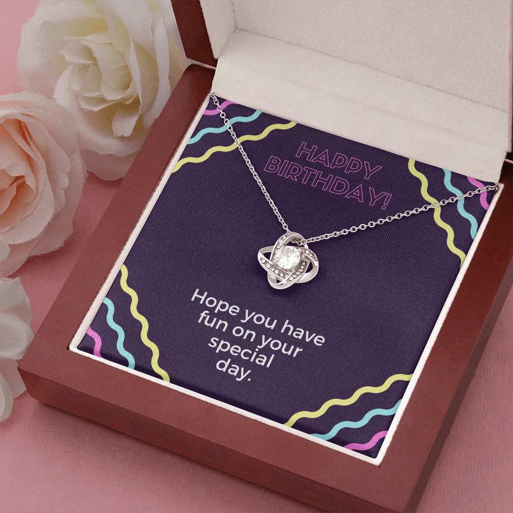 Fun Happy Birthday Love Knot Necklace