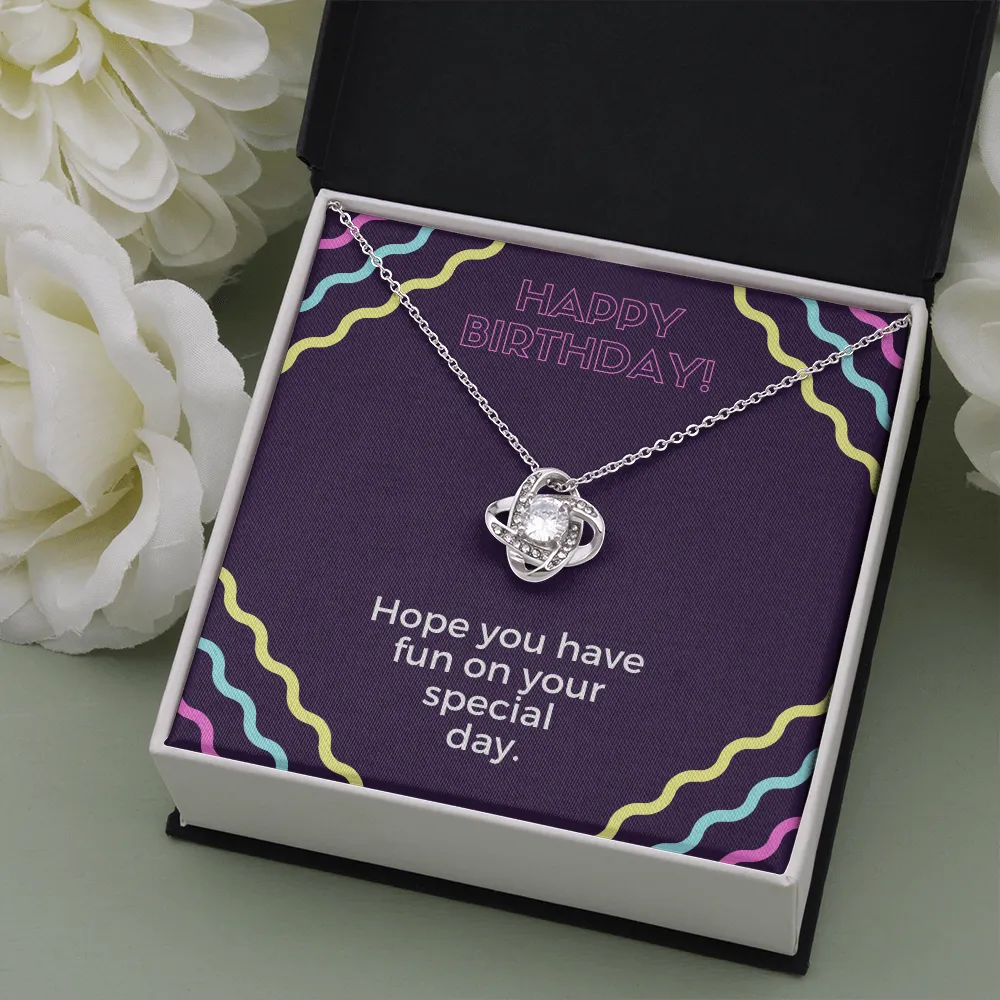 Fun Happy Birthday Love Knot Necklace