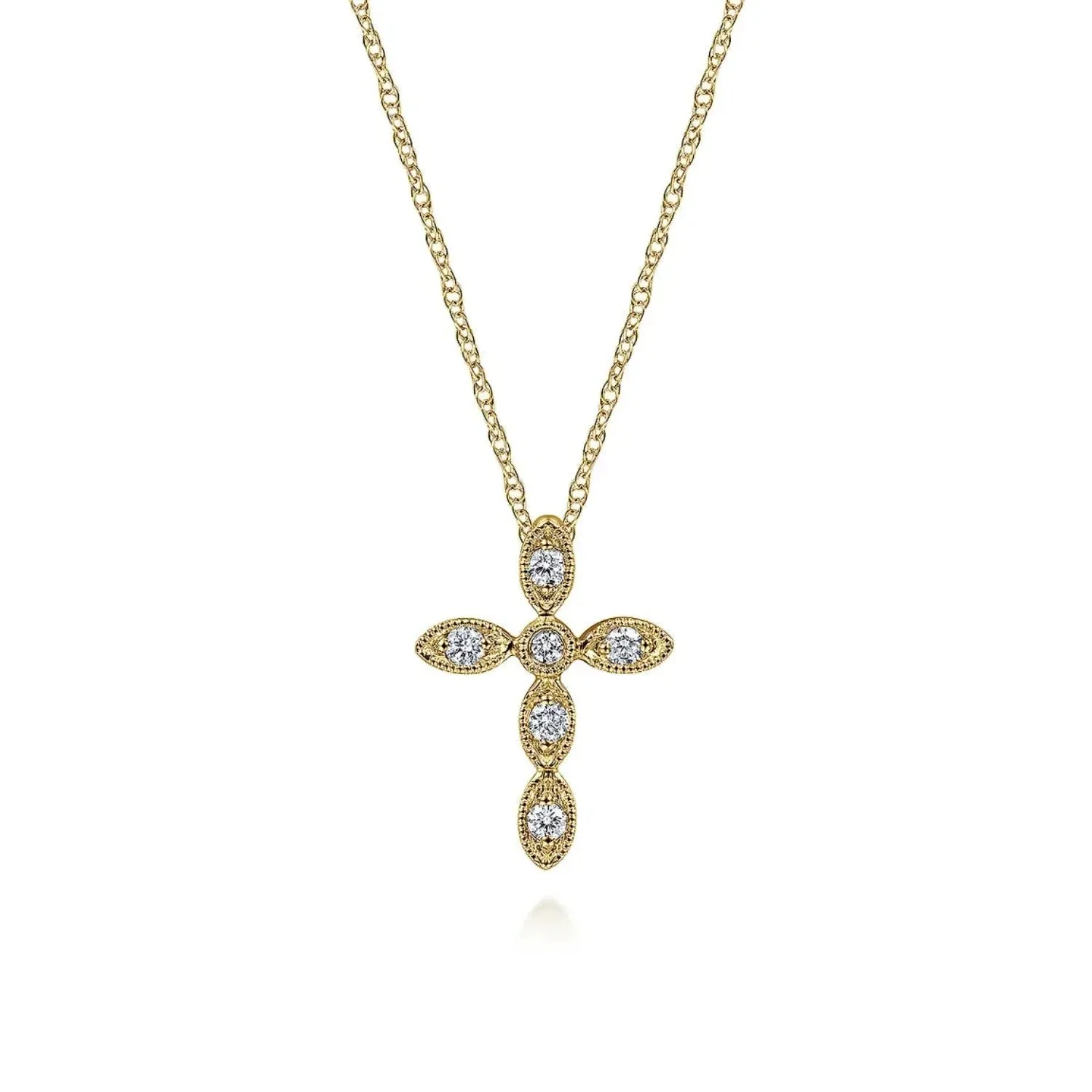Gabriel & Co. Small Marquise Shaped Diamond Cross Pendant