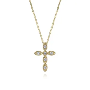 Gabriel & Co. Small Marquise Shaped Diamond Cross Pendant