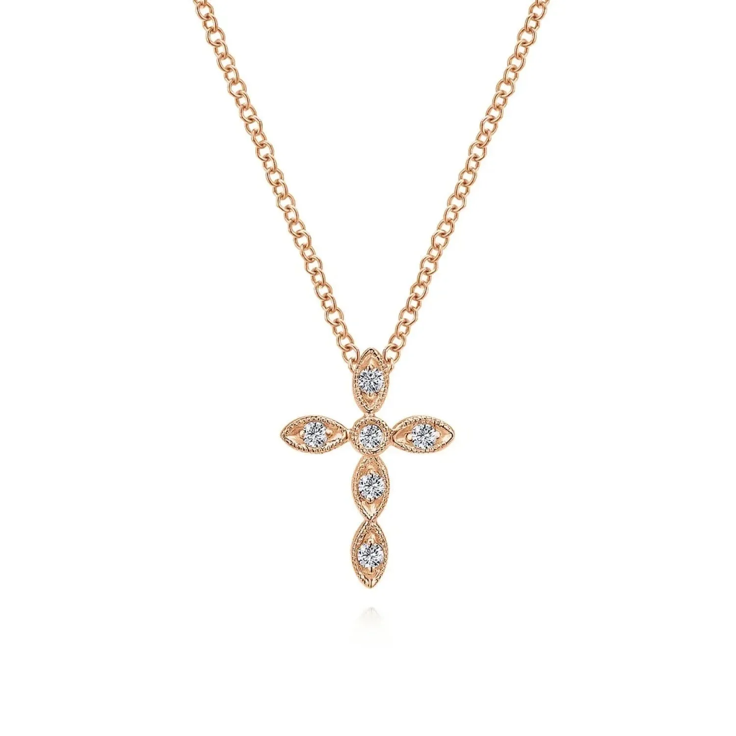 Gabriel & Co. Small Marquise Shaped Diamond Cross Pendant