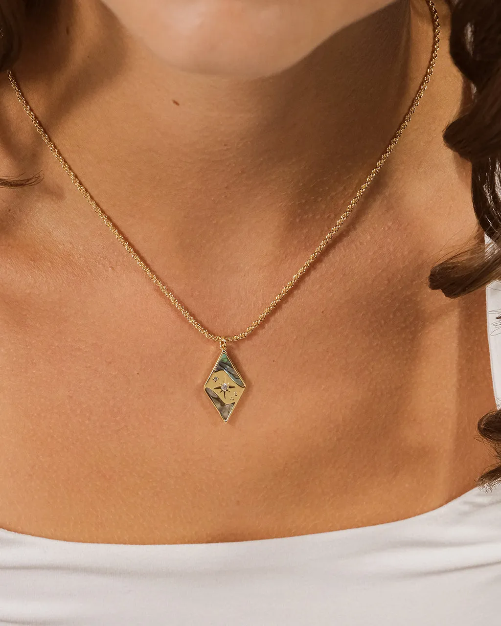 Galaxy CZ & Abalone Pendant Necklace
