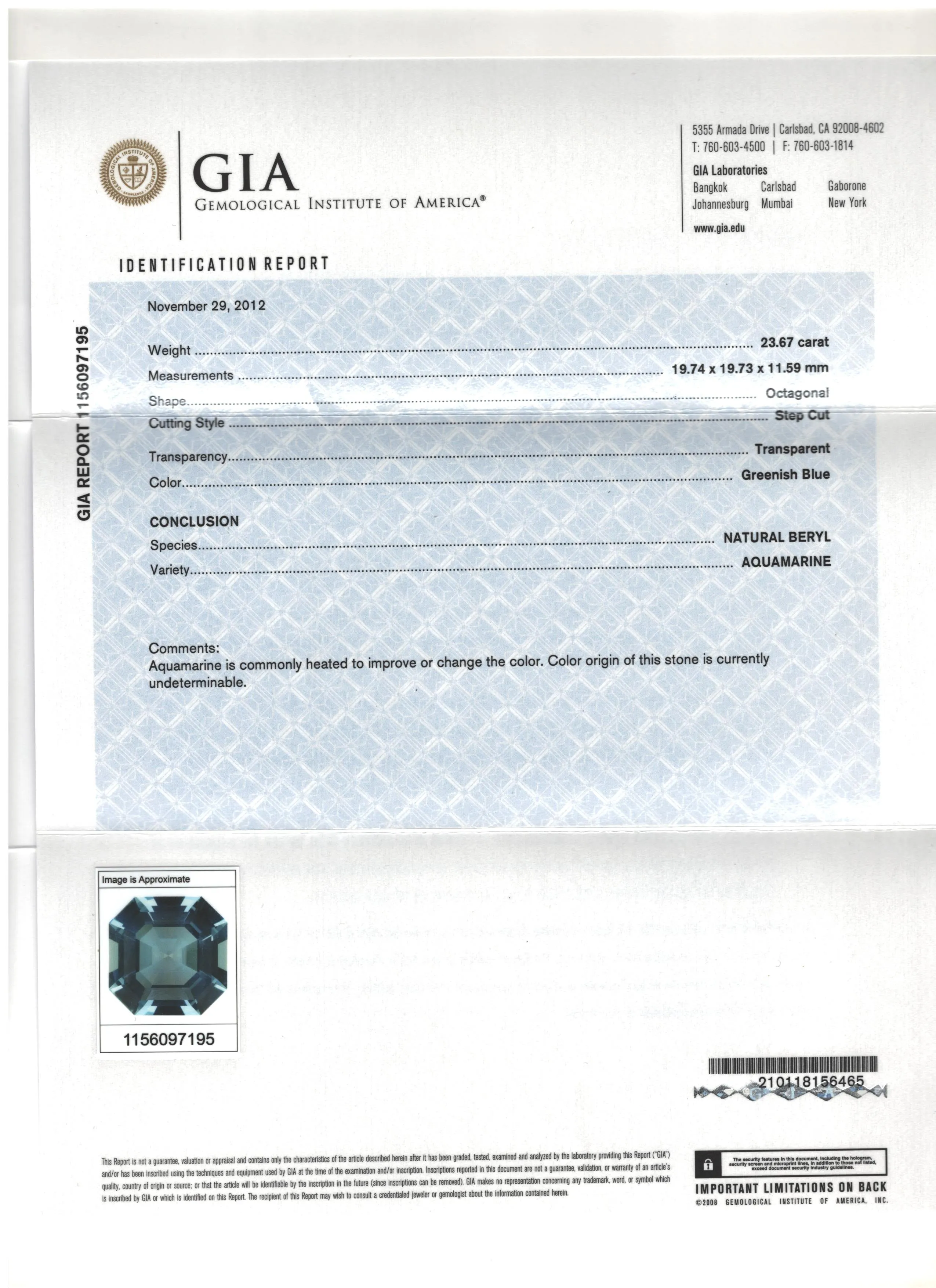 GIA Certified 23 Carat Aquamarine and Diamond Necklace in White and Yellow Gold