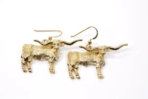Giant Longhorn Earrings with Large Showy Texas Longhorns in gold vermel