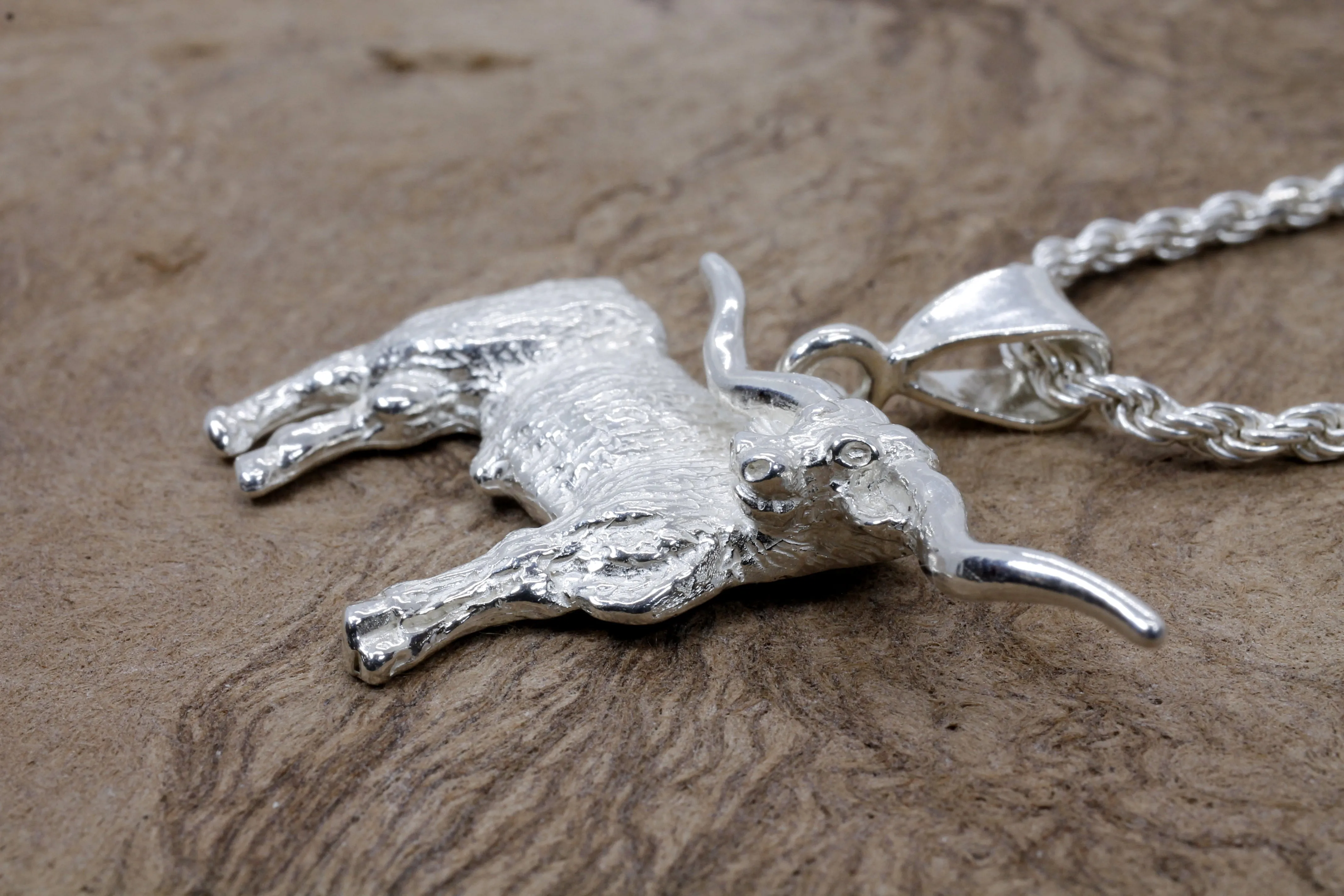 Giant Longhorn Necklace with Majestic Texas Longhorn made in solid 925 sterling silver