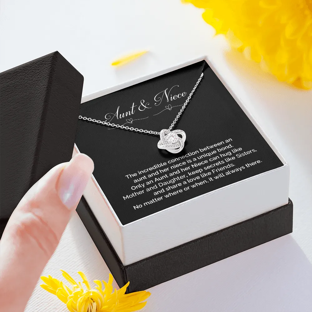Gift For Niece-Unique Bond Like Sisters Message Card Love Knot Necklace