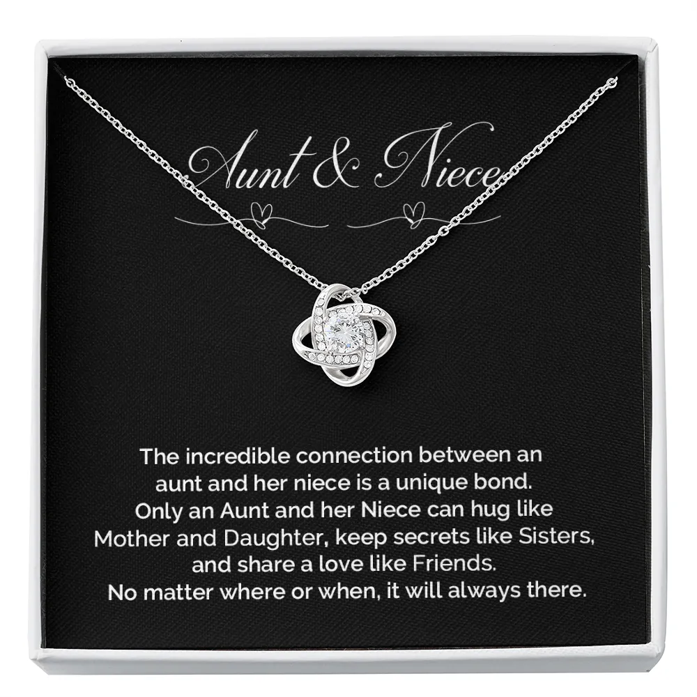 Gift For Niece-Unique Bond Like Sisters Message Card Love Knot Necklace