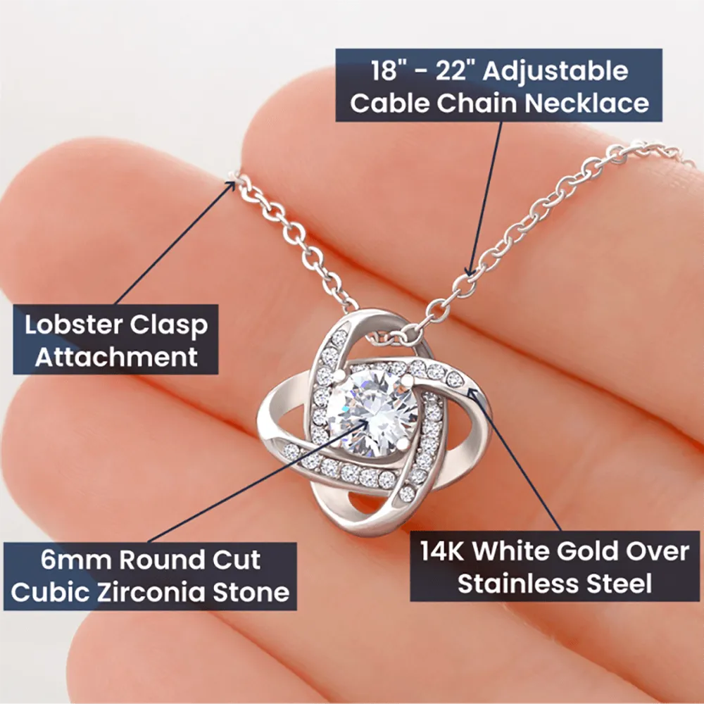 Gift For Niece-Unique Bond Like Sisters Message Card Love Knot Necklace