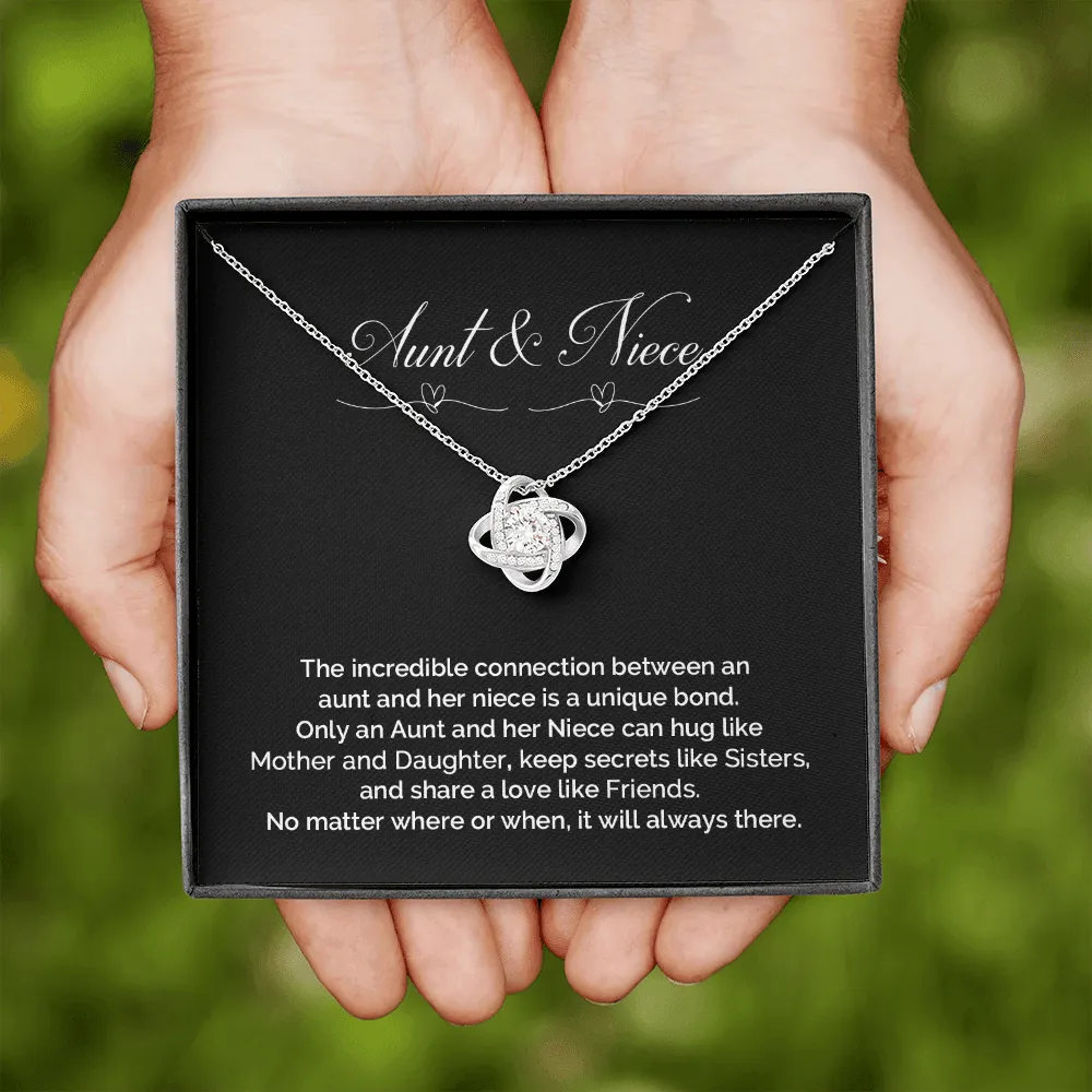 Gift For Niece-Unique Bond Like Sisters Message Card Love Knot Necklace