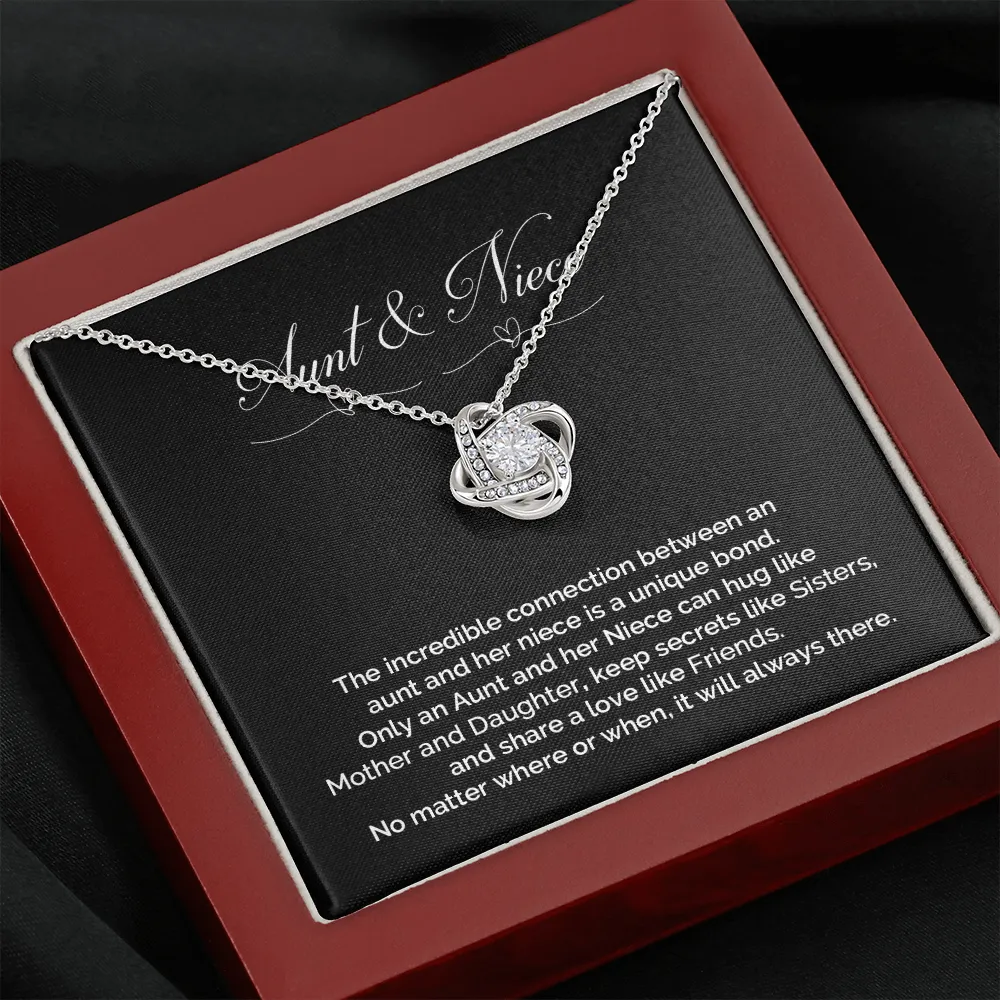 Gift For Niece-Unique Bond Like Sisters Message Card Love Knot Necklace
