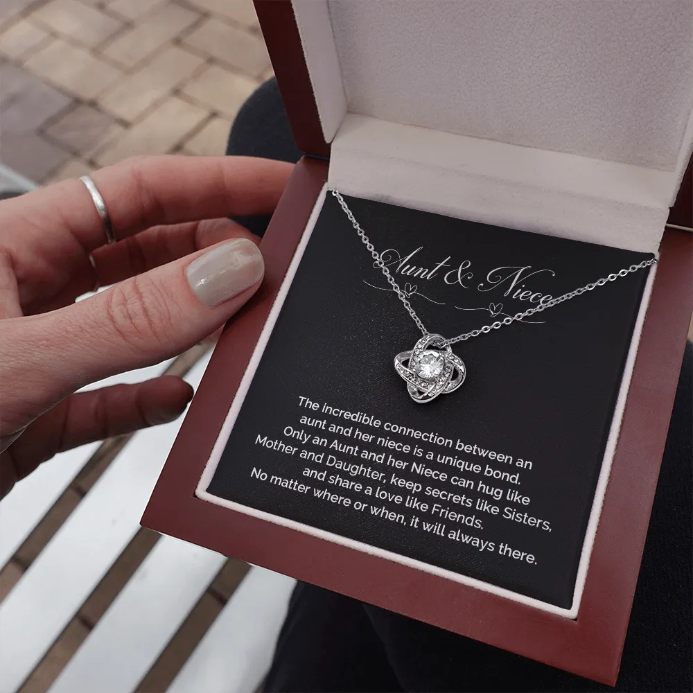 Gift For Niece-Unique Bond Like Sisters Message Card Love Knot Necklace