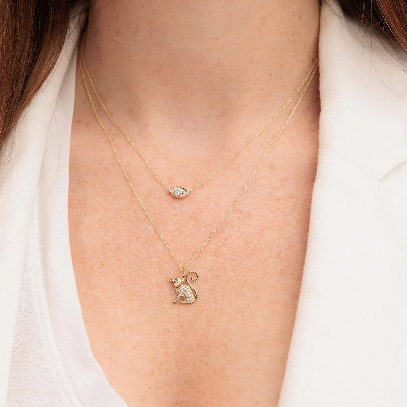 Gold & Diamond Large Marquise Eye Necklace