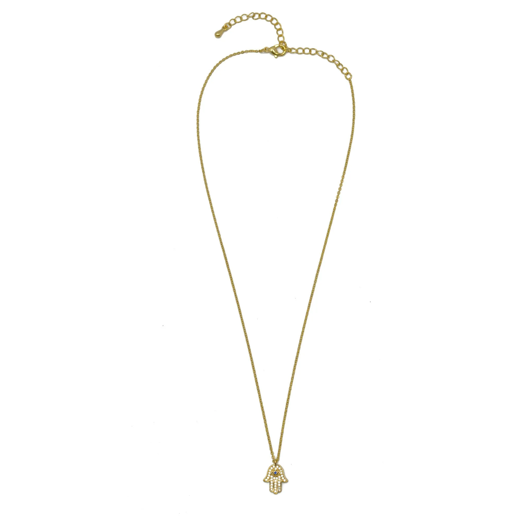 Gold crystal Hamsa pendant Necklace #HNN90873G(LF15)