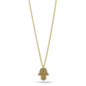 Gold crystal Hamsa pendant Necklace #HNN90873G(LF15)