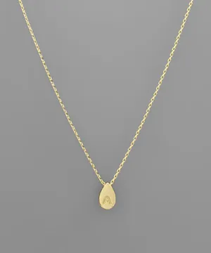 Gold Initial Tiny Teardrop Necklace