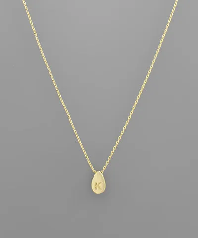 Gold Initial Tiny Teardrop Necklace