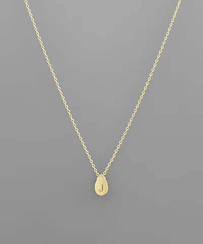 Gold Initial Tiny Teardrop Necklace