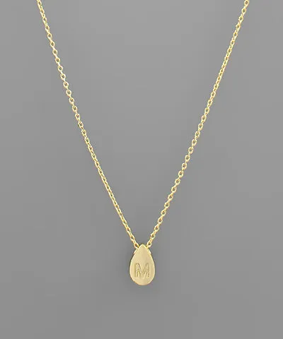 Gold Initial Tiny Teardrop Necklace
