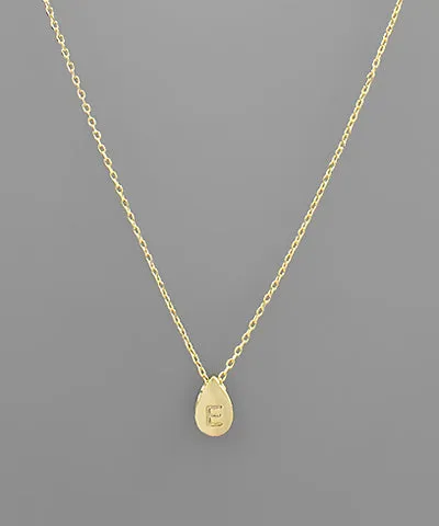 Gold Initial Tiny Teardrop Necklace