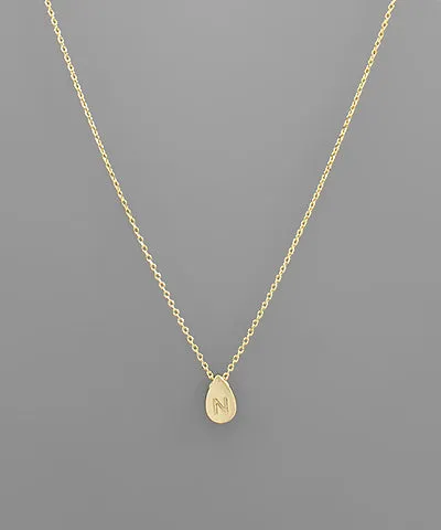 Gold Initial Tiny Teardrop Necklace