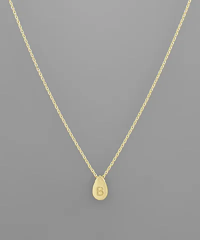 Gold Initial Tiny Teardrop Necklace