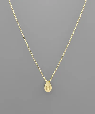 Gold Initial Tiny Teardrop Necklace