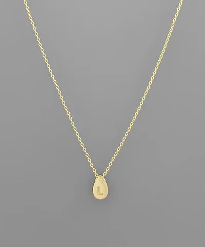 Gold Initial Tiny Teardrop Necklace