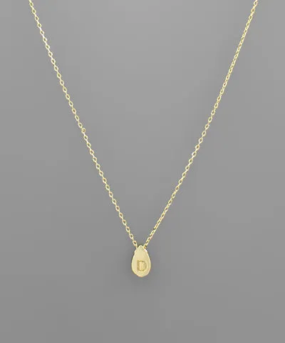 Gold Initial Tiny Teardrop Necklace