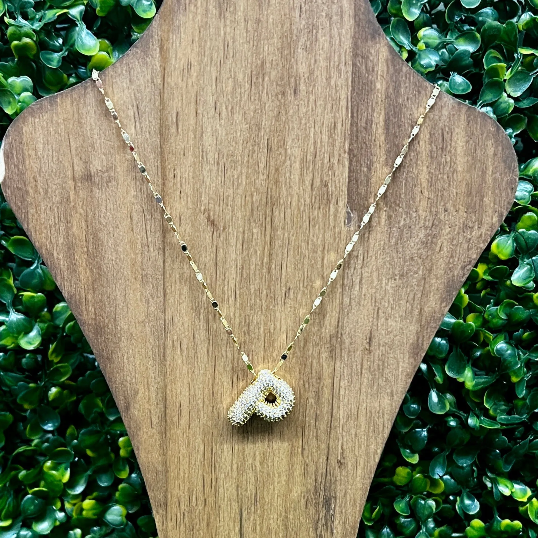 Gold Sparkle Initial Necklaces with Sparkle Chain