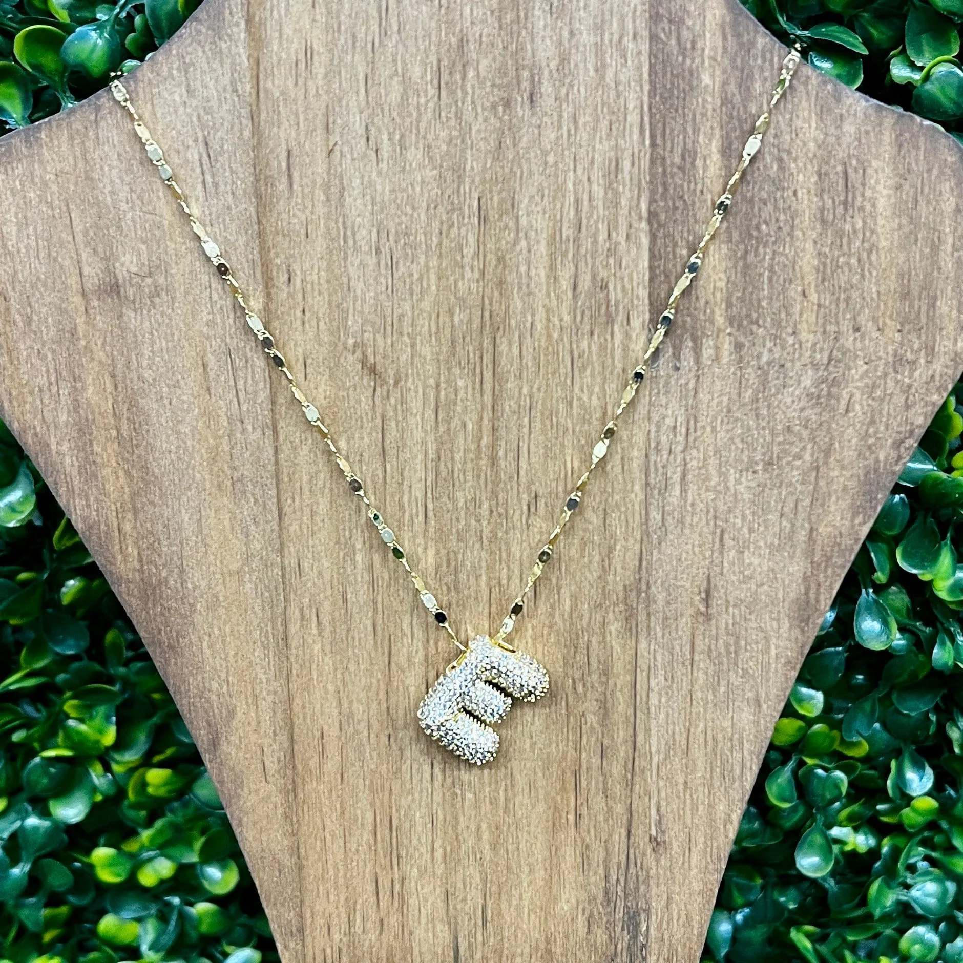 Gold Sparkle Initial Necklaces with Sparkle Chain
