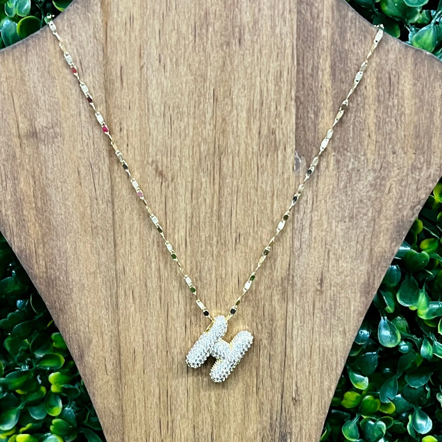 Gold Sparkle Initial Necklaces with Sparkle Chain