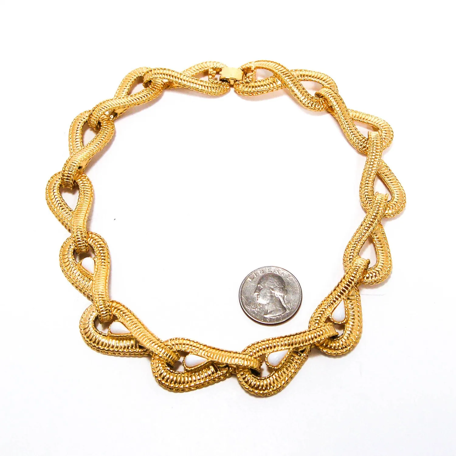 Gold Tone Tear Drop Link Necklace by Givenchy