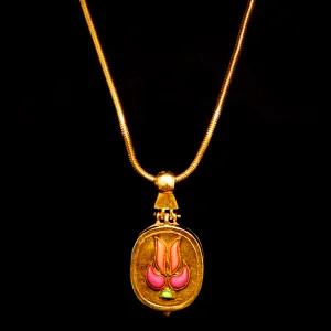 Goosens Paris Gold Gilt and Lucite Locket Necklace