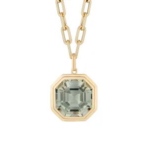 Goshwara Manhattan Asscher Cut Prasiolite Pendant Necklace