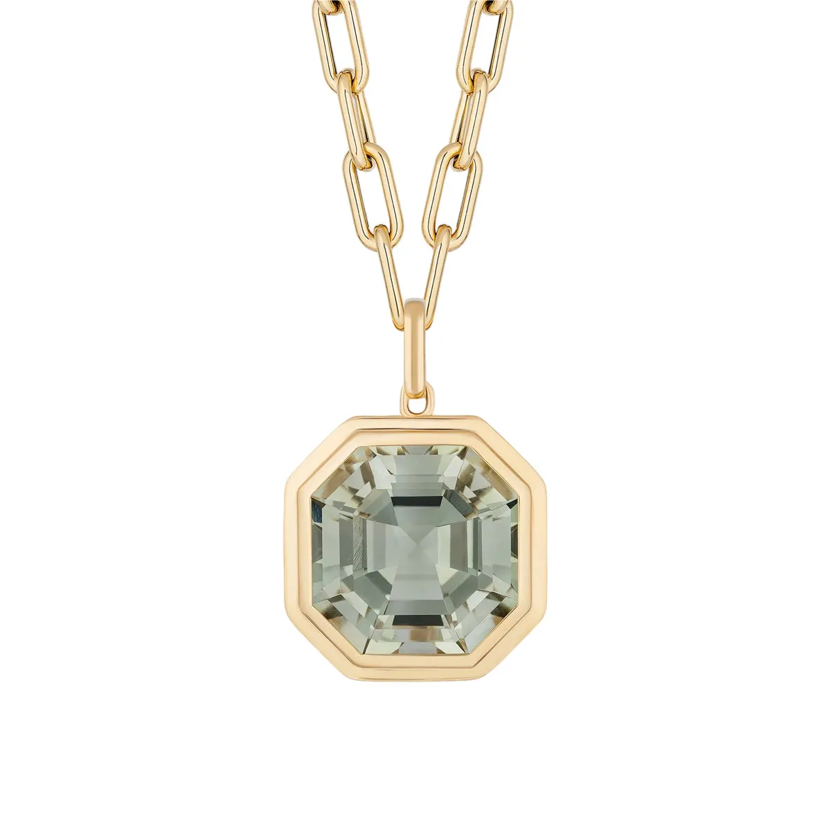 Goshwara Manhattan Asscher Cut Prasiolite Pendant Necklace