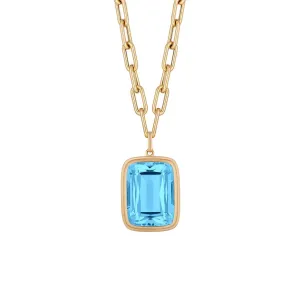 Goshwara Manhattan Blue Topaz Bezel Set Pendant Necklace