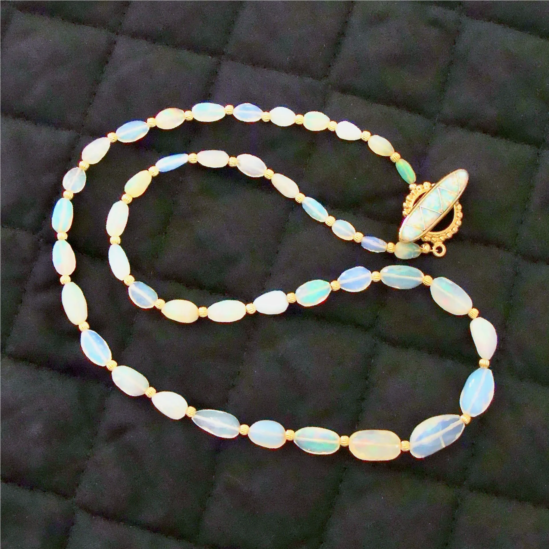 Graduated Welo Opal Nuggets Inlay Opal Toggle - Winnie Necklace