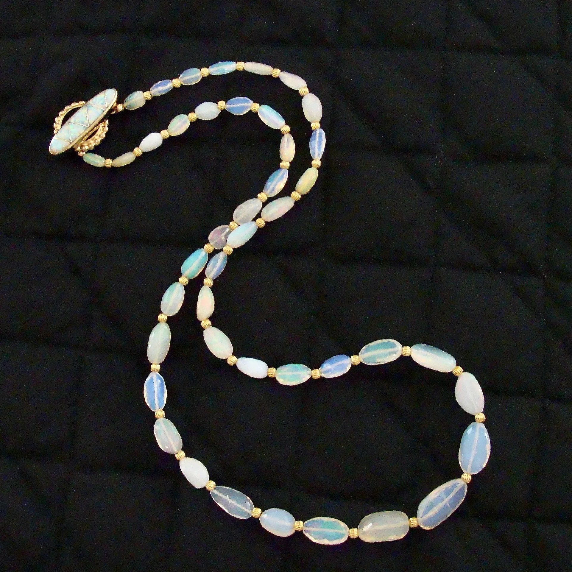 Graduated Welo Opal Nuggets Inlay Opal Toggle - Winnie Necklace