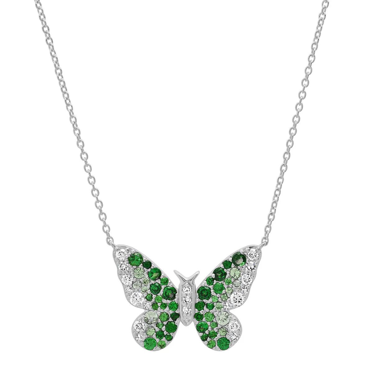 Green and Diamond Ombré Butterfly Necklace