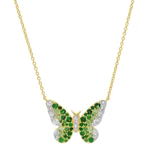 Green and Diamond Ombré Butterfly Necklace