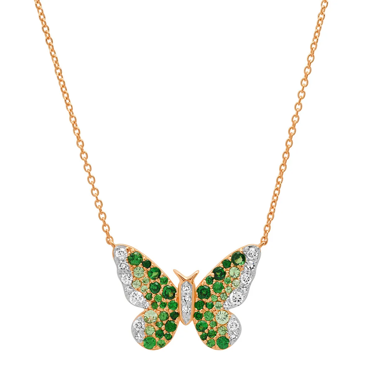 Green and Diamond Ombré Butterfly Necklace