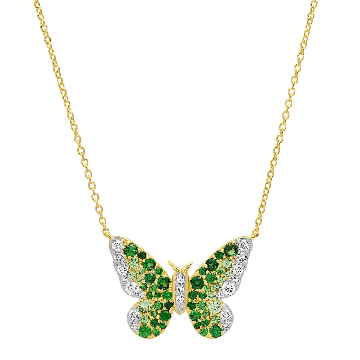 Green and Diamond Ombré Butterfly Necklace