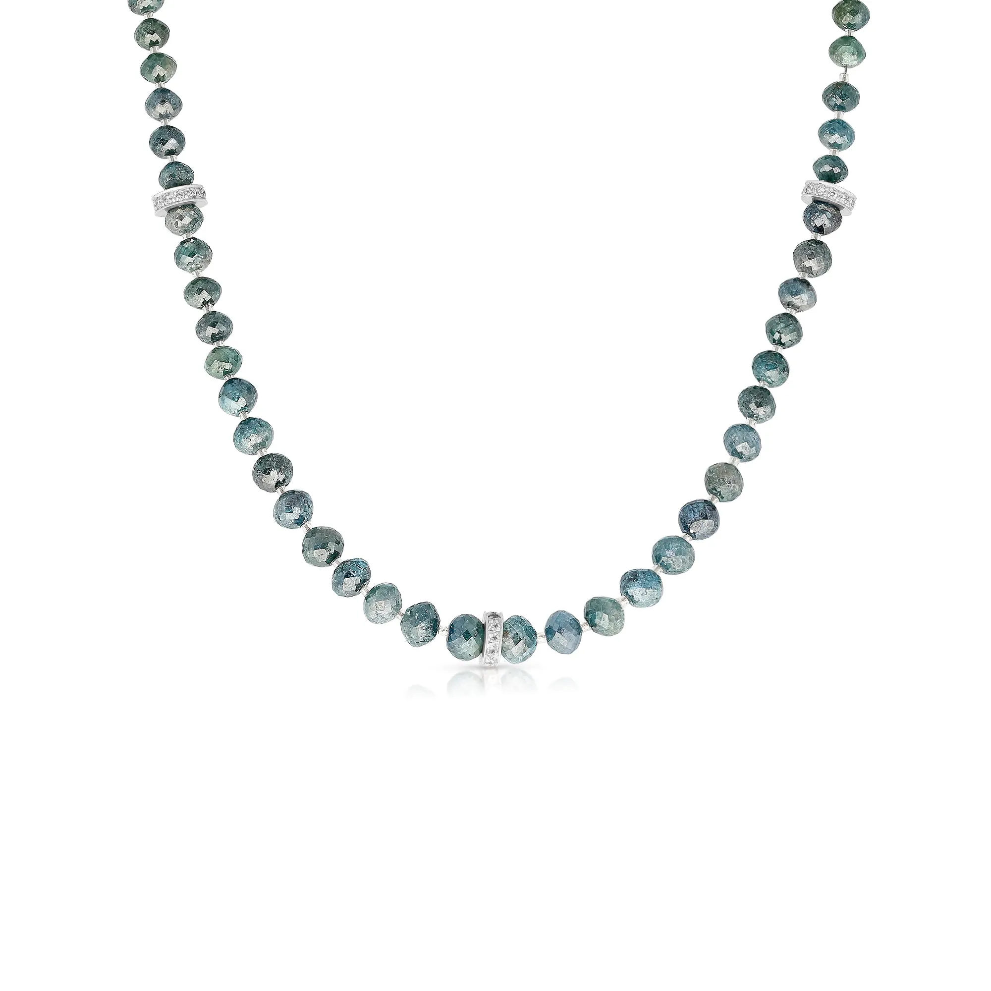 Greyish Green Diamond Beaded Necklace - 48.76 Carat