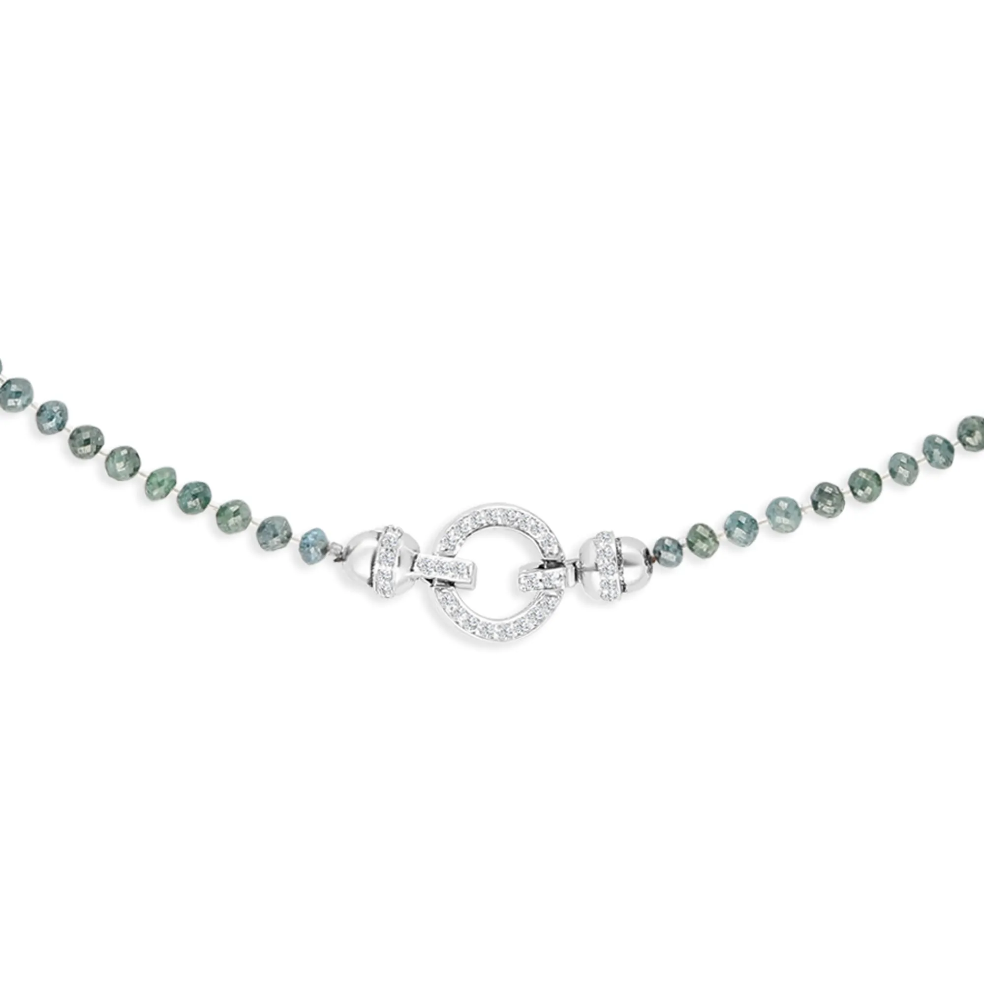 Greyish Green Diamond Beaded Necklace - 48.76 Carat