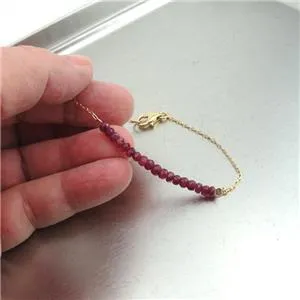 Hadar Designers Delicate 14k Gold Fil Genuine Red Ruby Necklace (I n1229) LAST