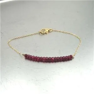 Hadar Designers Delicate 14k Gold Fil Genuine Red Ruby Necklace (I n1229) LAST