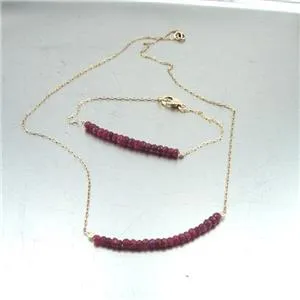 Hadar Designers Delicate 14k Gold Fil Genuine Red Ruby Necklace (I n1229) LAST